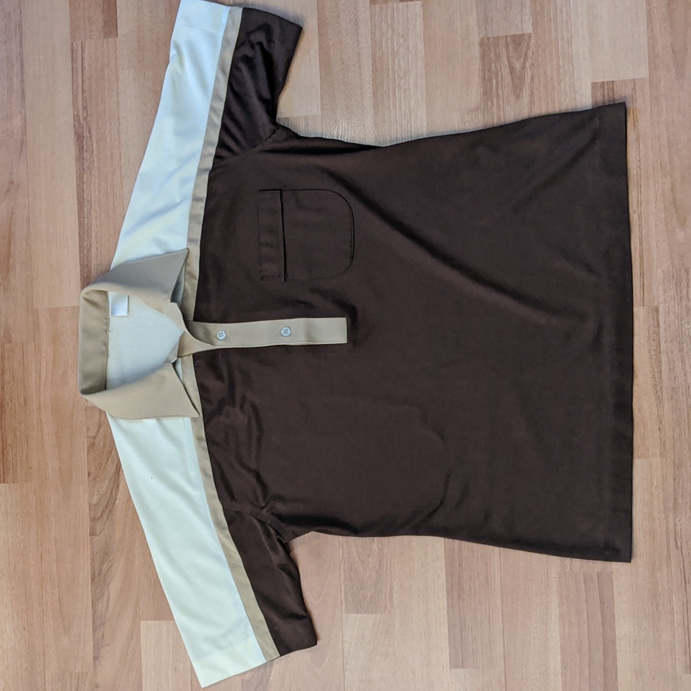 Vintage 60's brown and cream polo shirt
